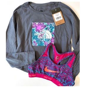 The North Face long sleeve tee and Nike Pro sports bra